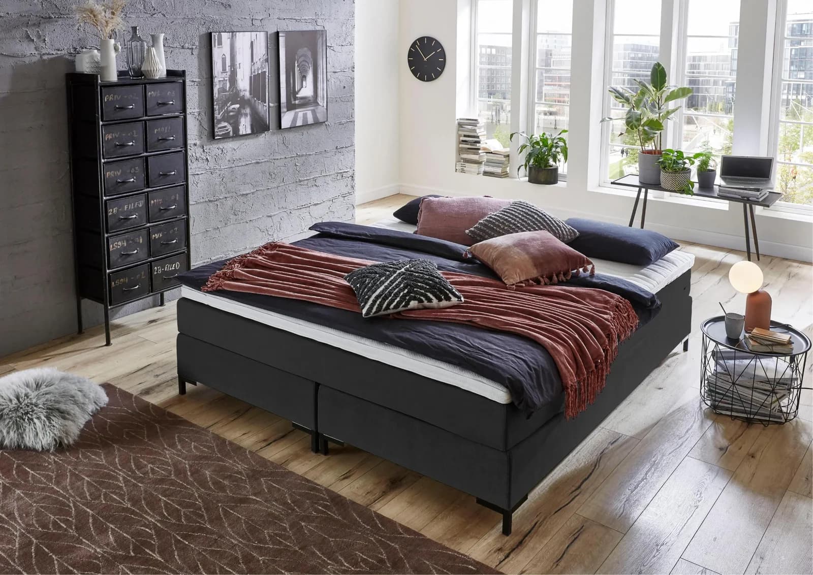 ATLANTIC HOME COLLECTION Boxspringbett Romy Grau Modern