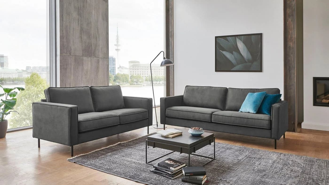ATLANTIC HOME COLLECTION 2-Sitzer Sofa Weston Grau Skandinavisch - Bild 5