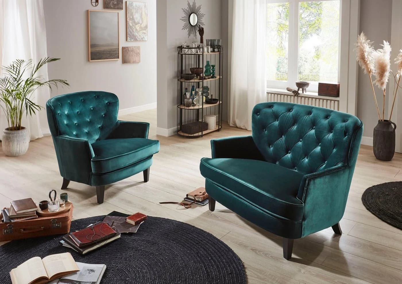 ATLANTIC HOME COLLECTION Sessel Leo Grün Samtvelours - Bild 4