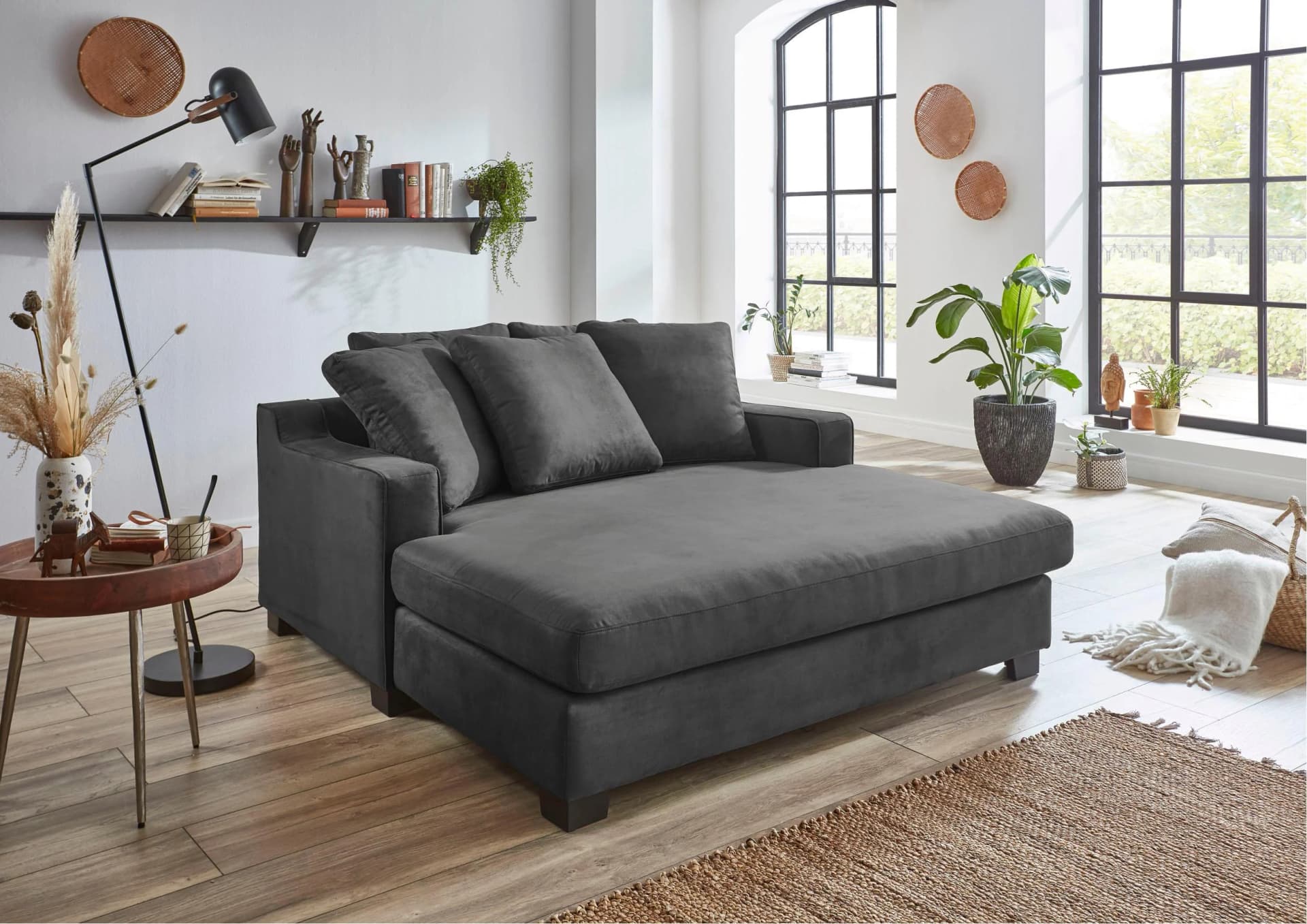 XXL-Sessel Nobel Dunkelgrau mit 5 Rückenkissen - ATLANTIC HOME COLLECTION