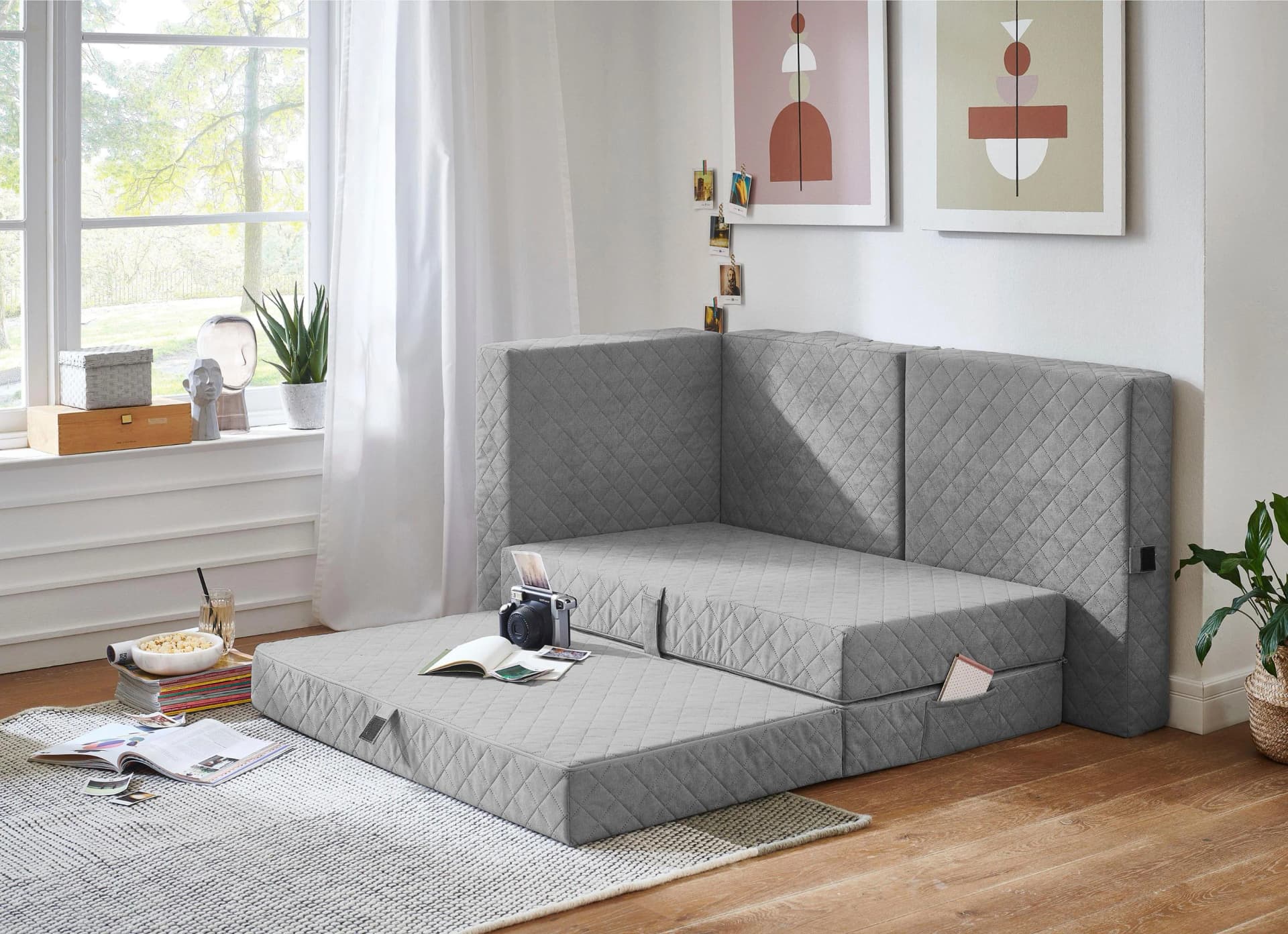 ATLANTIC HOME COLLECTION Sessel Lenny Grau mit Schlaffunktion