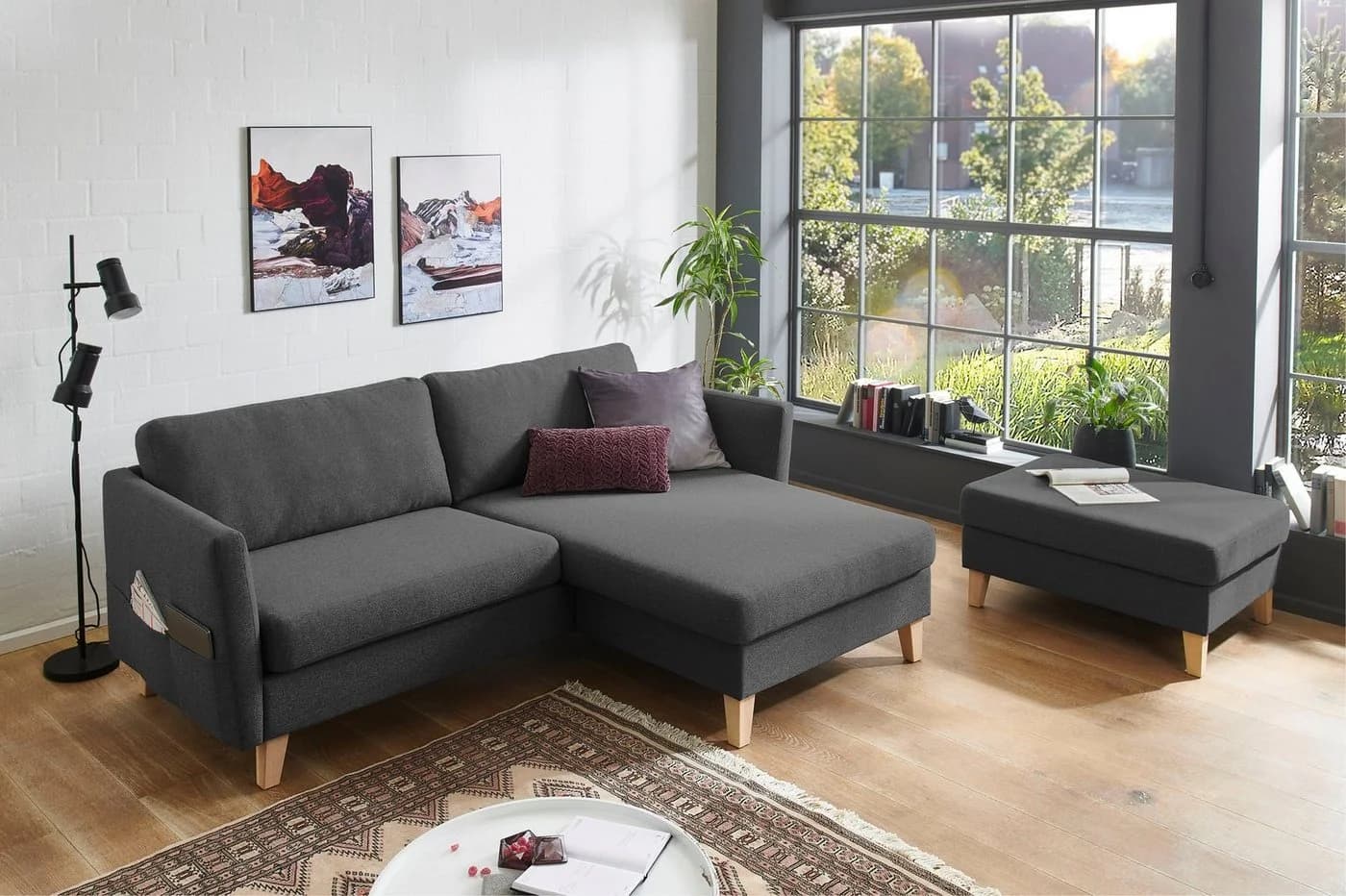 Ecksofa Mailo L-Form Anthrazit ATLANTIC HOME COLLECTION mit Recamiere - Bild 2