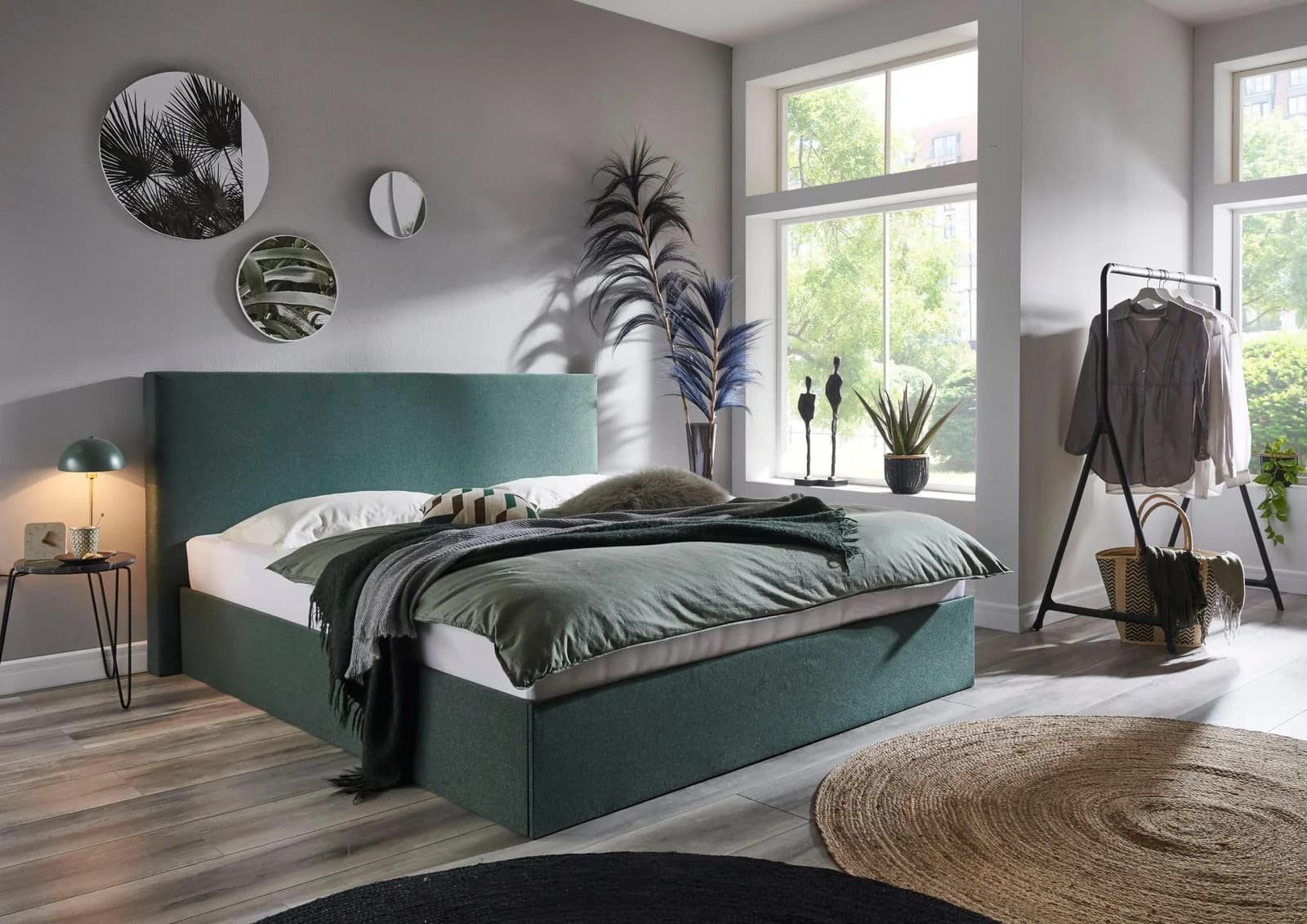 Atlantic Home Collection Bettgestell Melody Dunkelgrün mit Bettkasten