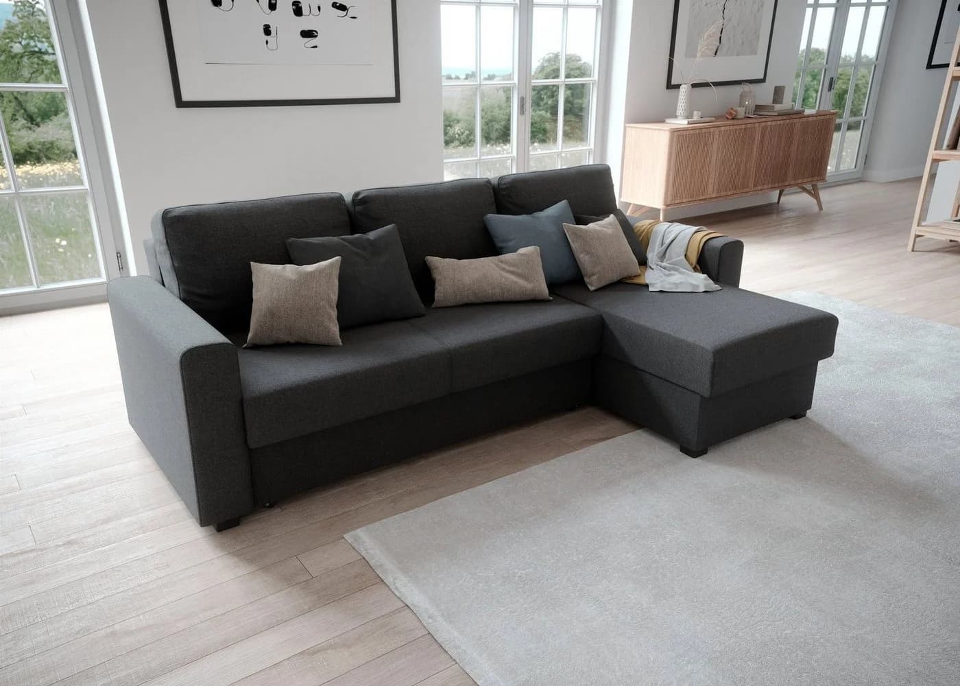 ATLANTIC HOME COLLECTION Ecksofa Dublin L-Form Grau mit Bettfunktion - Bild 2