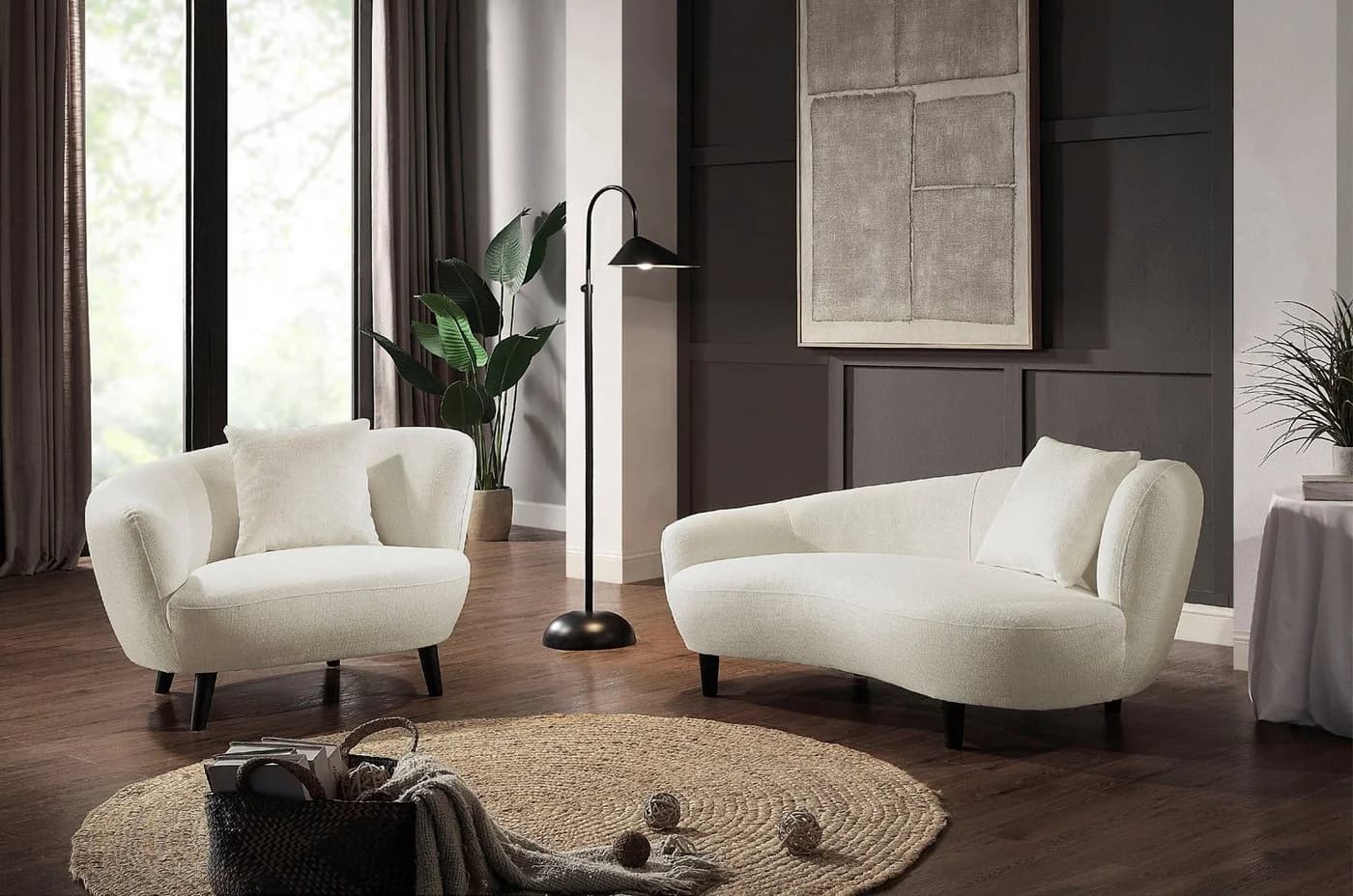 ATLANTIC HOME COLLECTION Loungesessel Olivia Nierenform Beige mit Kissen - Bild 2