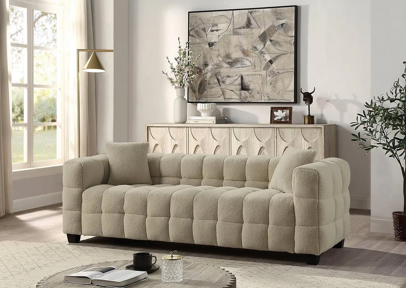 ATLANTIC HOME COLLECTION 3-Sitzer Sofa Stella Teddyoptik creme-braun - Bild 2