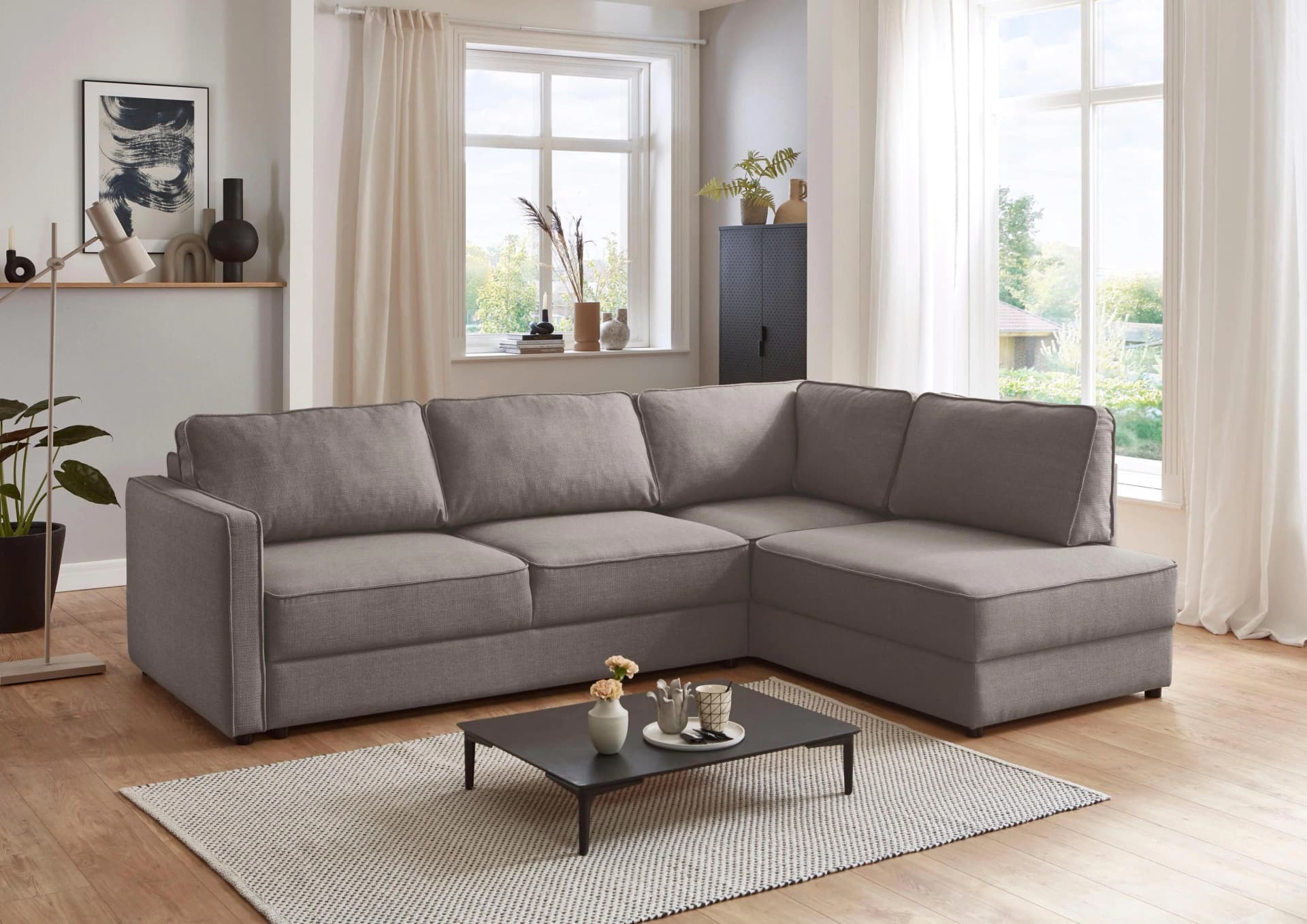 ATLANTIC HOME COLLECTION Schlafsofa Chill Grau mit Bettkasten