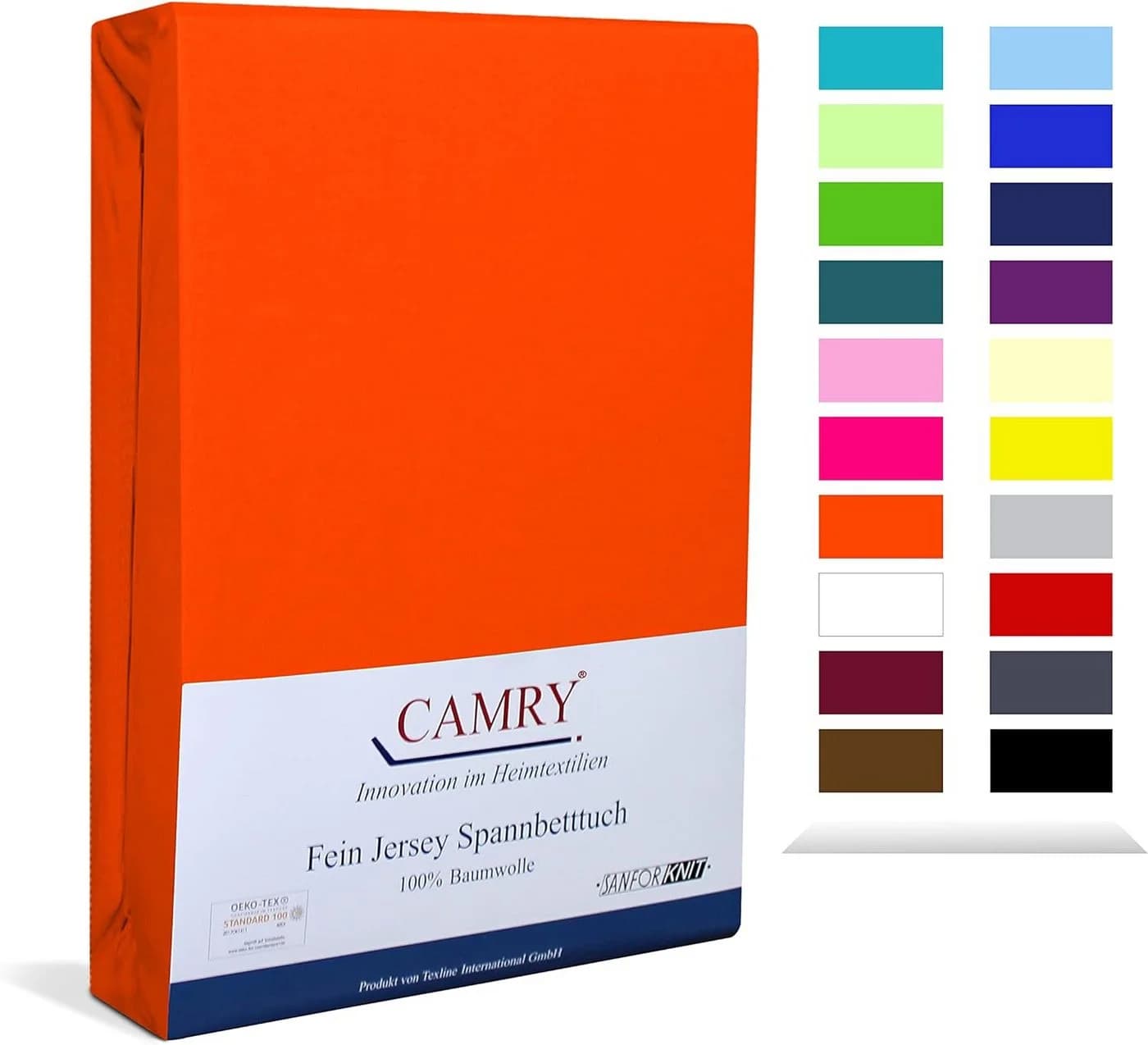 Camry Spannbettlaken CLASSIC Jersey Baumwolle Orange - Bild 2