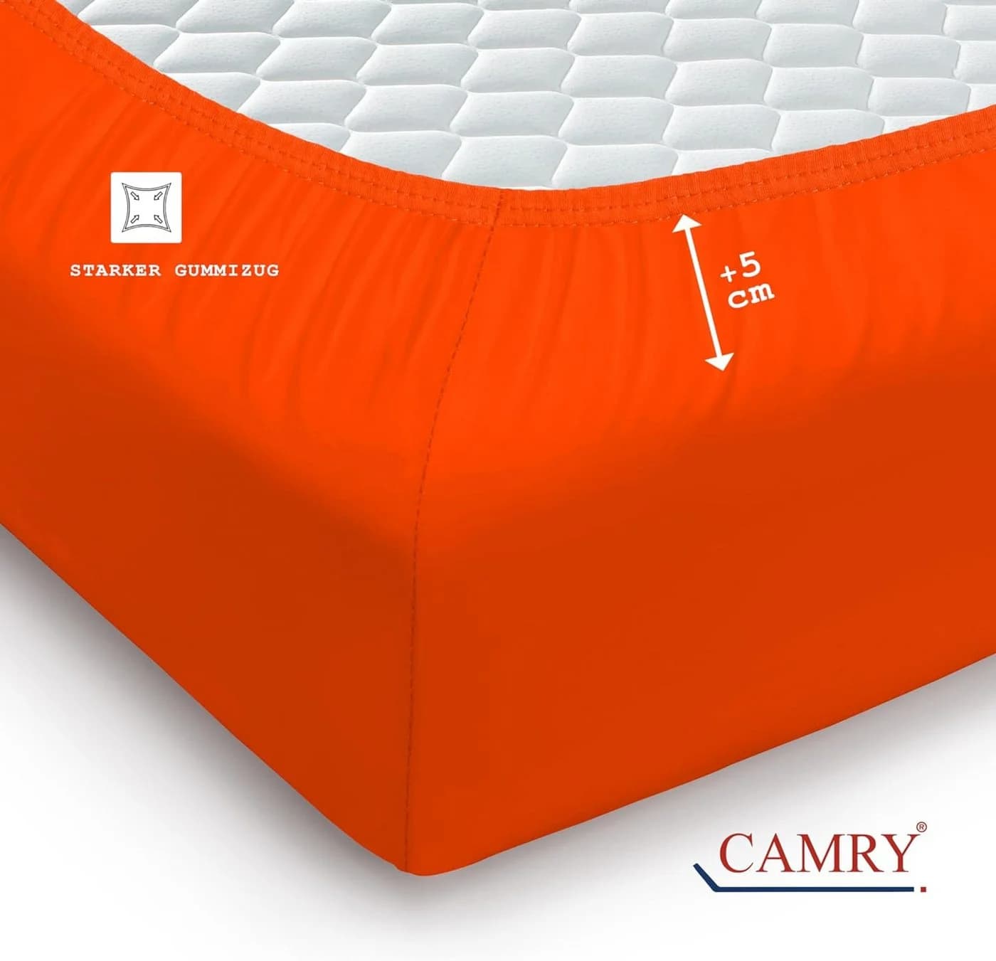 Camry Spannbettlaken CLASSIC Jersey Baumwolle Orange - Bild 4
