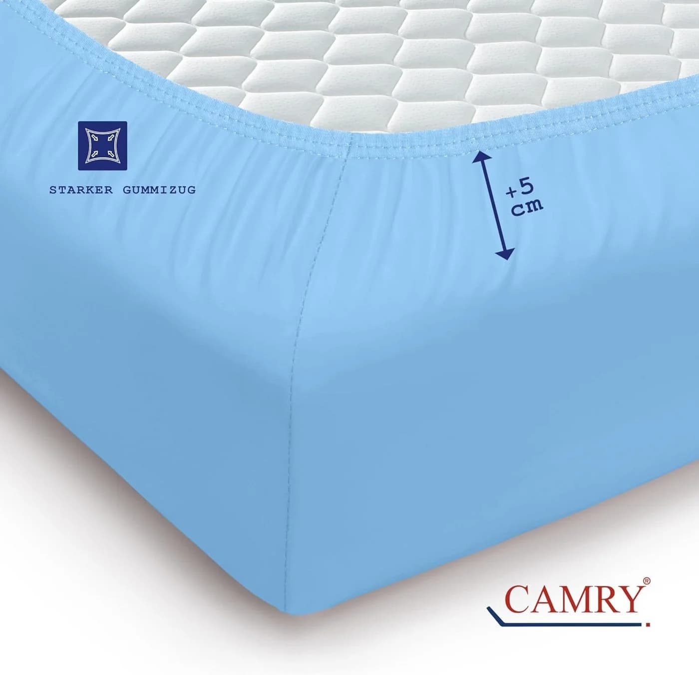 Camry Spannbettlaken CLASSIC Jersey 100% Baumwolle Hellblau - Bild 4