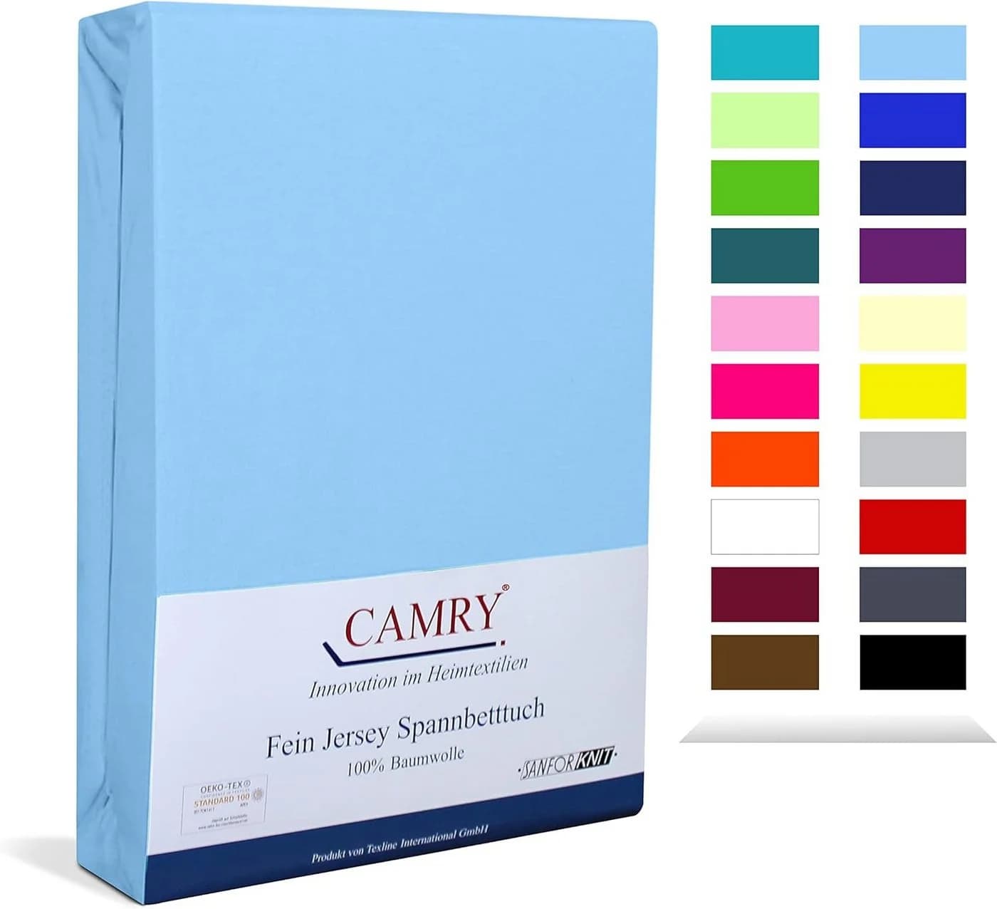 Camry Spannbettlaken CLASSIC Jersey Baumwolle Hellblau - Bild 2