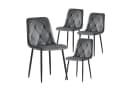 B&D home 4-Fußstuhl VICKA 4er Set Grau Samtstoff Metallgestell Bild 1