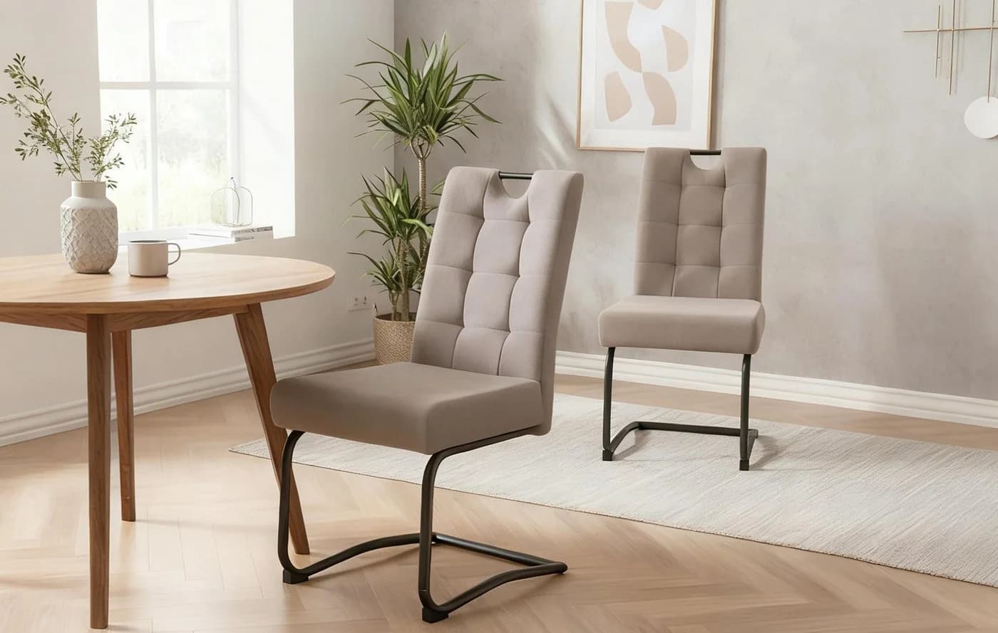 B&D home Freischwinger SOFIA 2er Set Grau Microfaser - Bild 2