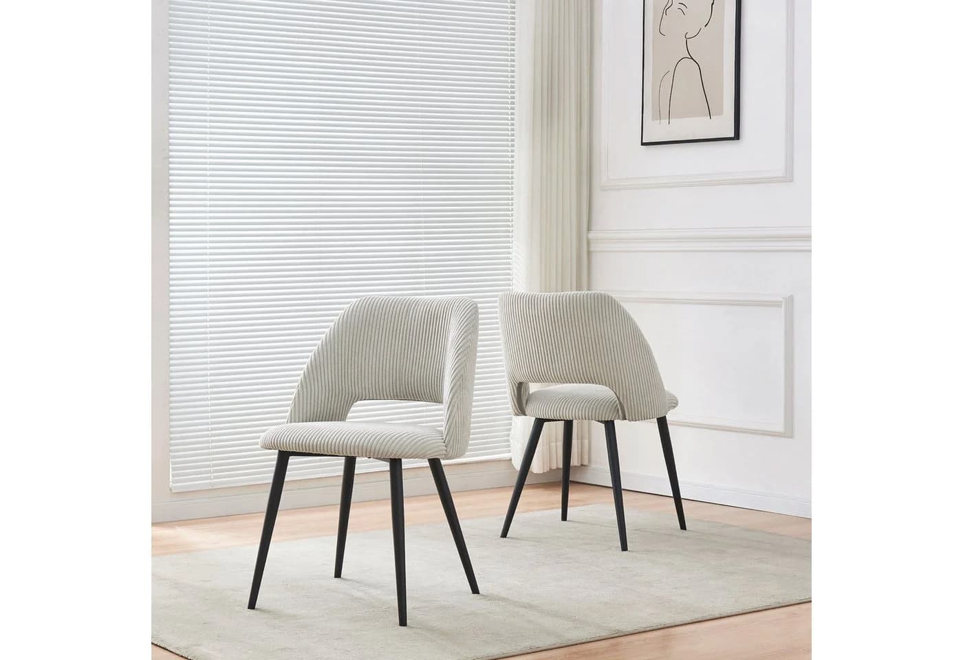 B&D home 4-Fußstuhl VICKY 2er Set Grau Kordsamt Gepolstert - Bild 2