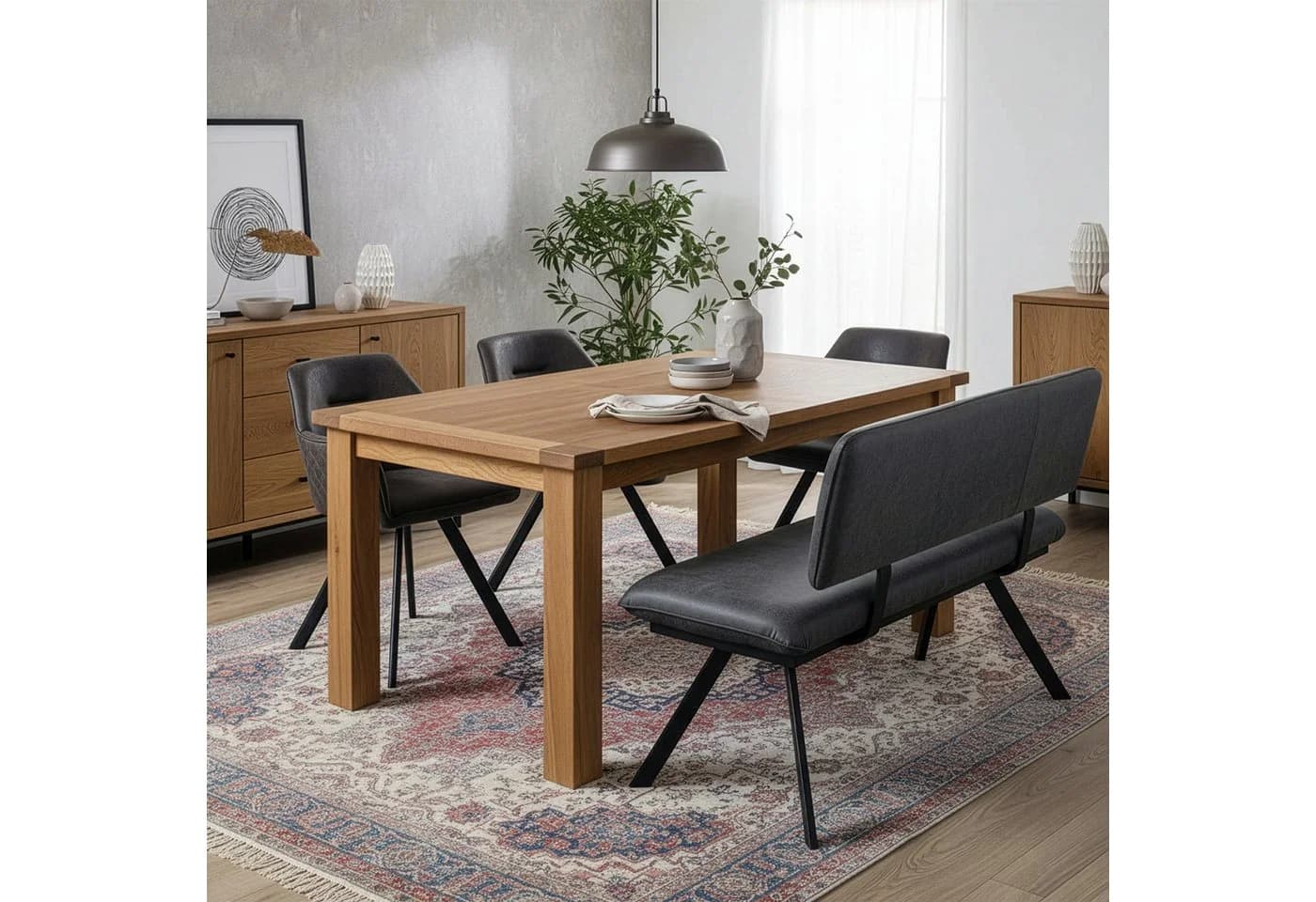 B&D home Essbank JUNA gepolstert Metallgestell Anthrazit