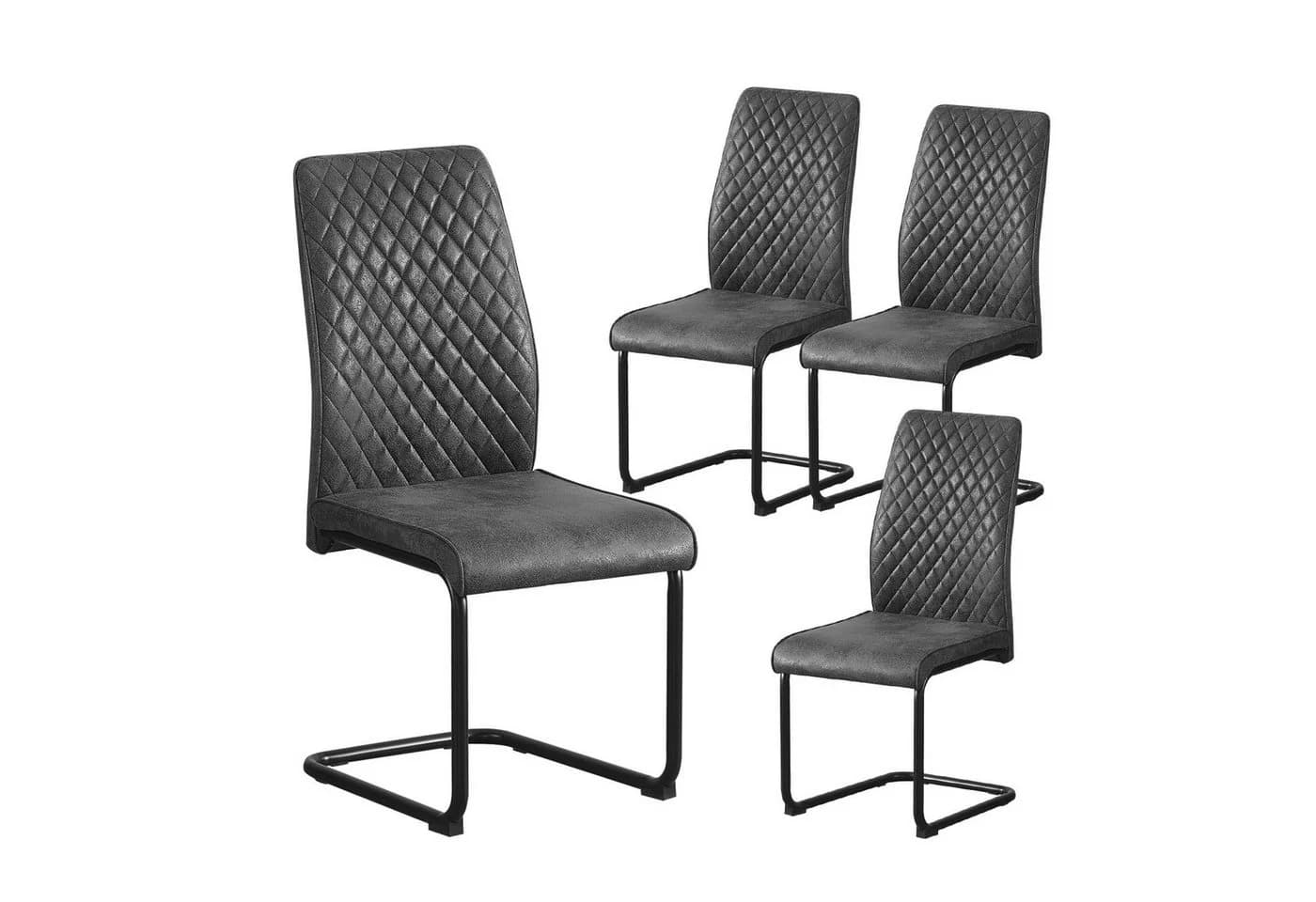 B&D home Freischwinger THEO 4er Set Esszimmerstuhl Anthrazit