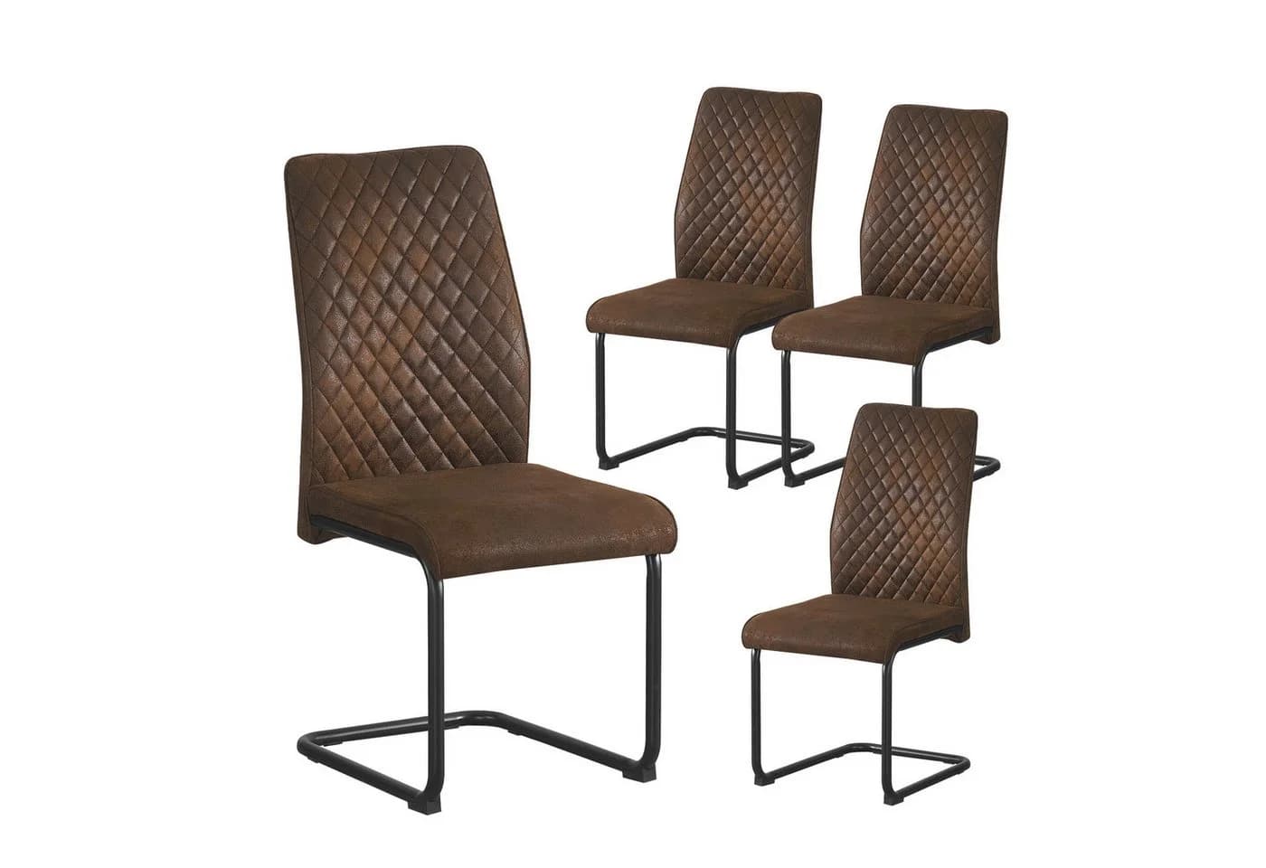 B&D home Freischwinger THEO 4er Set Esszimmerstuhl Braun