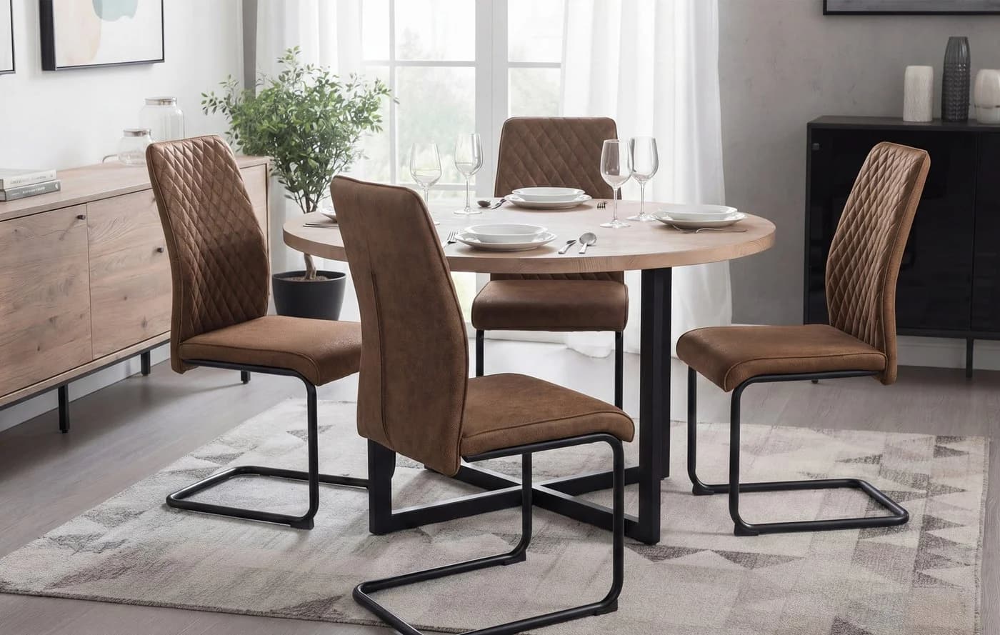 B&D home Freischwinger THEO 4er Set Esszimmerstuhl Braun - Bild 2