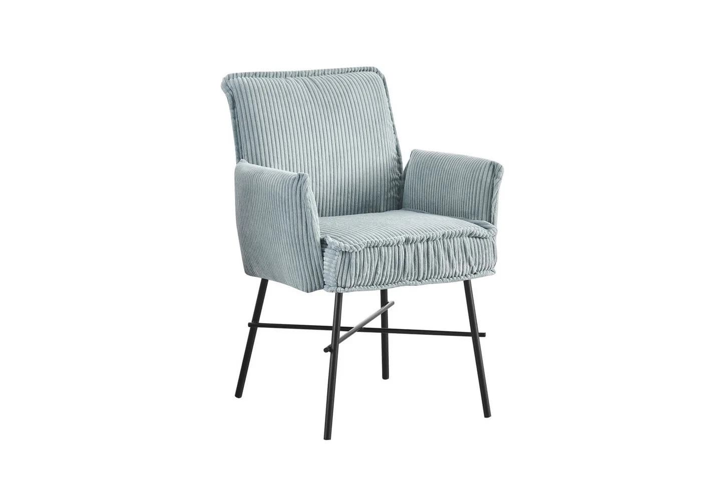 B&D home Polsterstuhl JÜRGEN mit Armlehnen, blau, Metallgestell - Bild 2