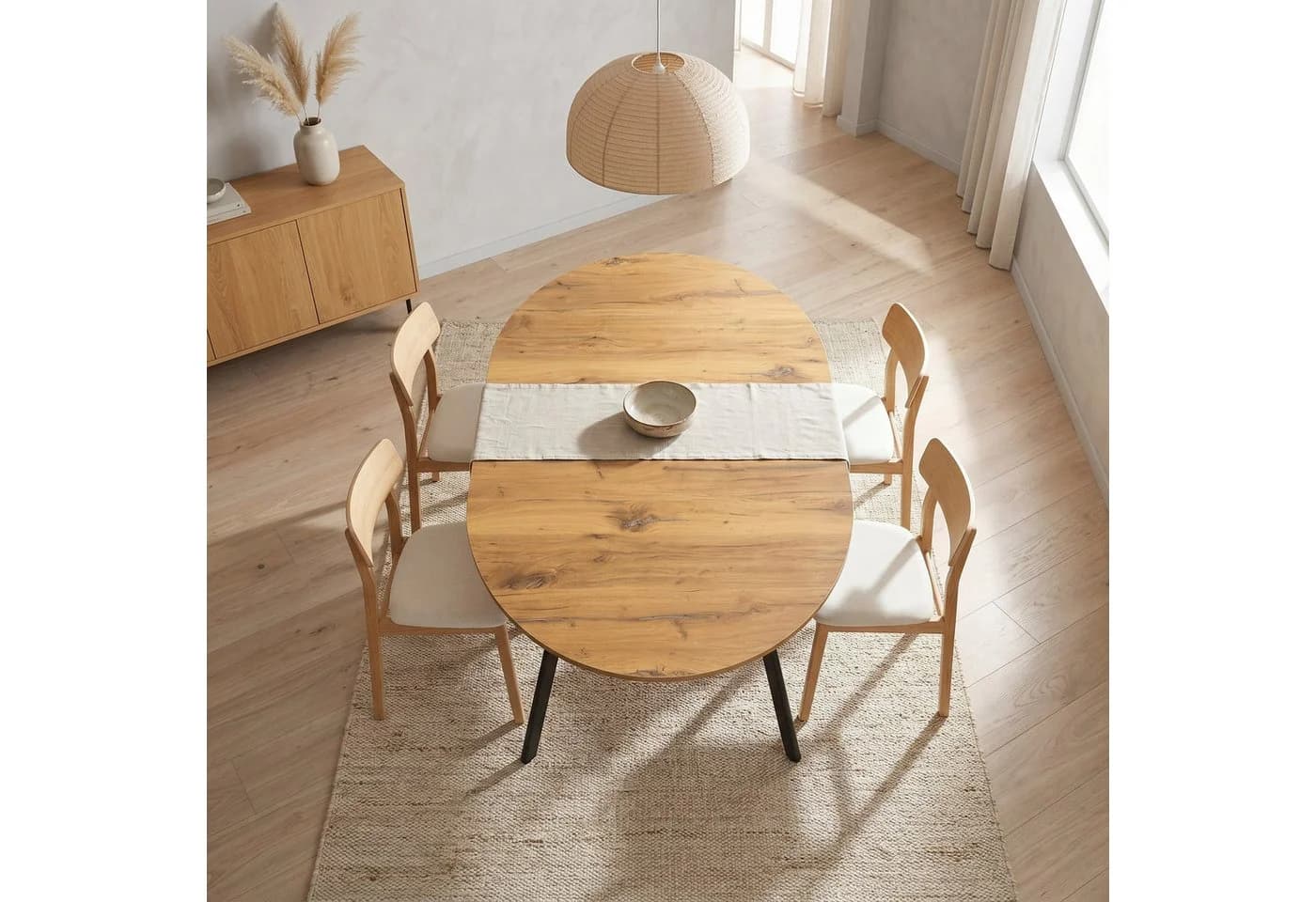 B&D home Esstisch TILL Metallgestell Schwarz/Weiß Ausziehbar 120-150cm - Bild 3