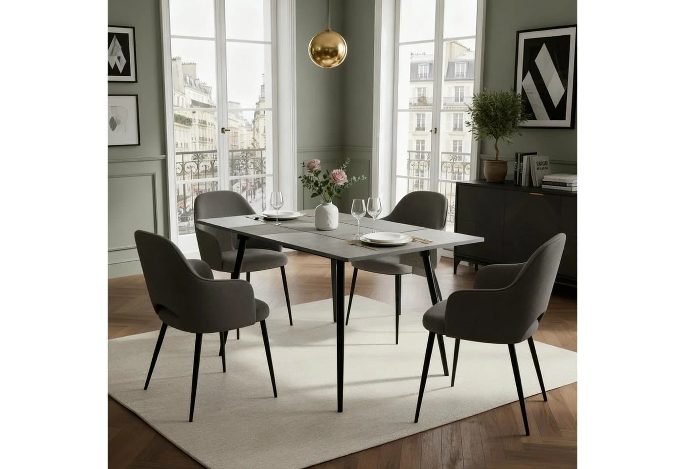 B&D home Esstisch LIO Ausziehbar Schwarz/Weiß Industrial - Bild 4
