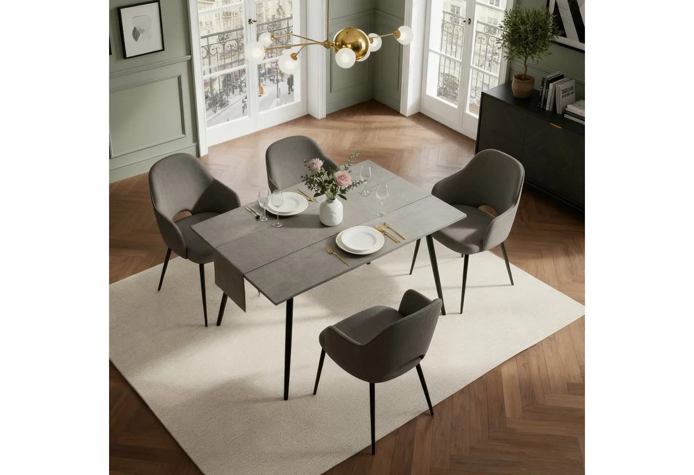 B&D home Esstisch LIO Ausziehbar Schwarz/Weiß Industrial - Bild 5