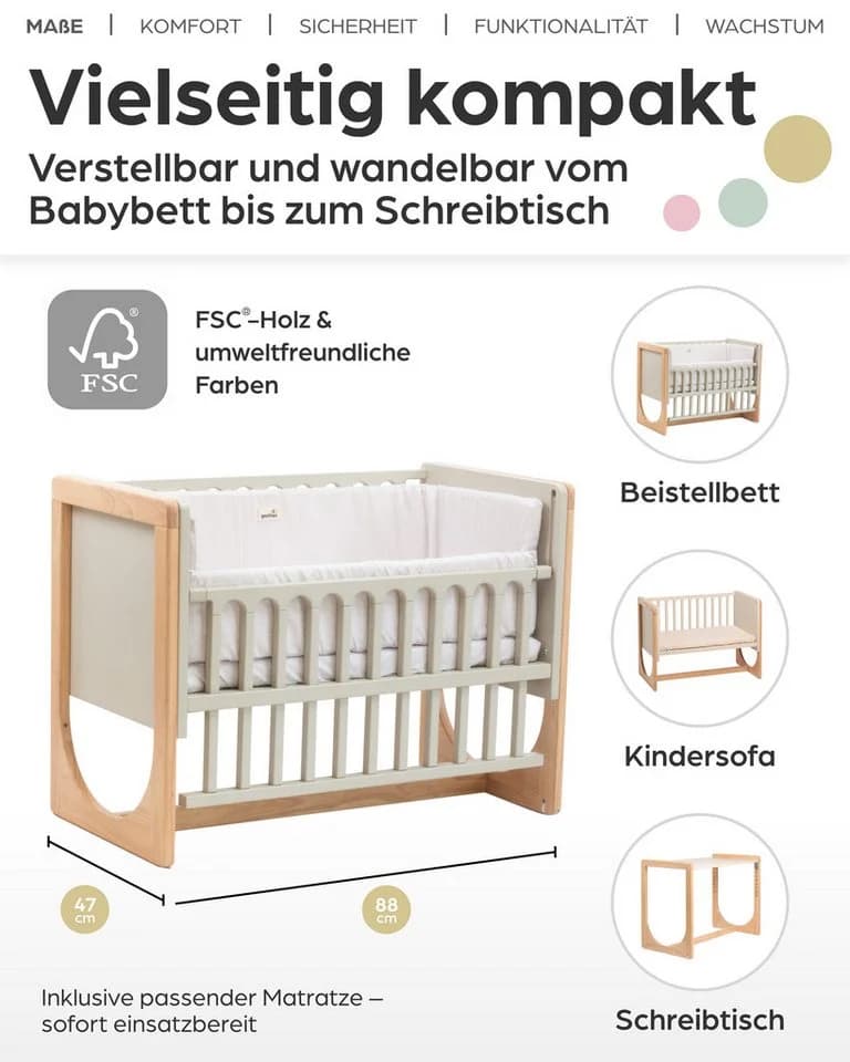Geuther Beistellbett HATO inkl. Matratze Babybett