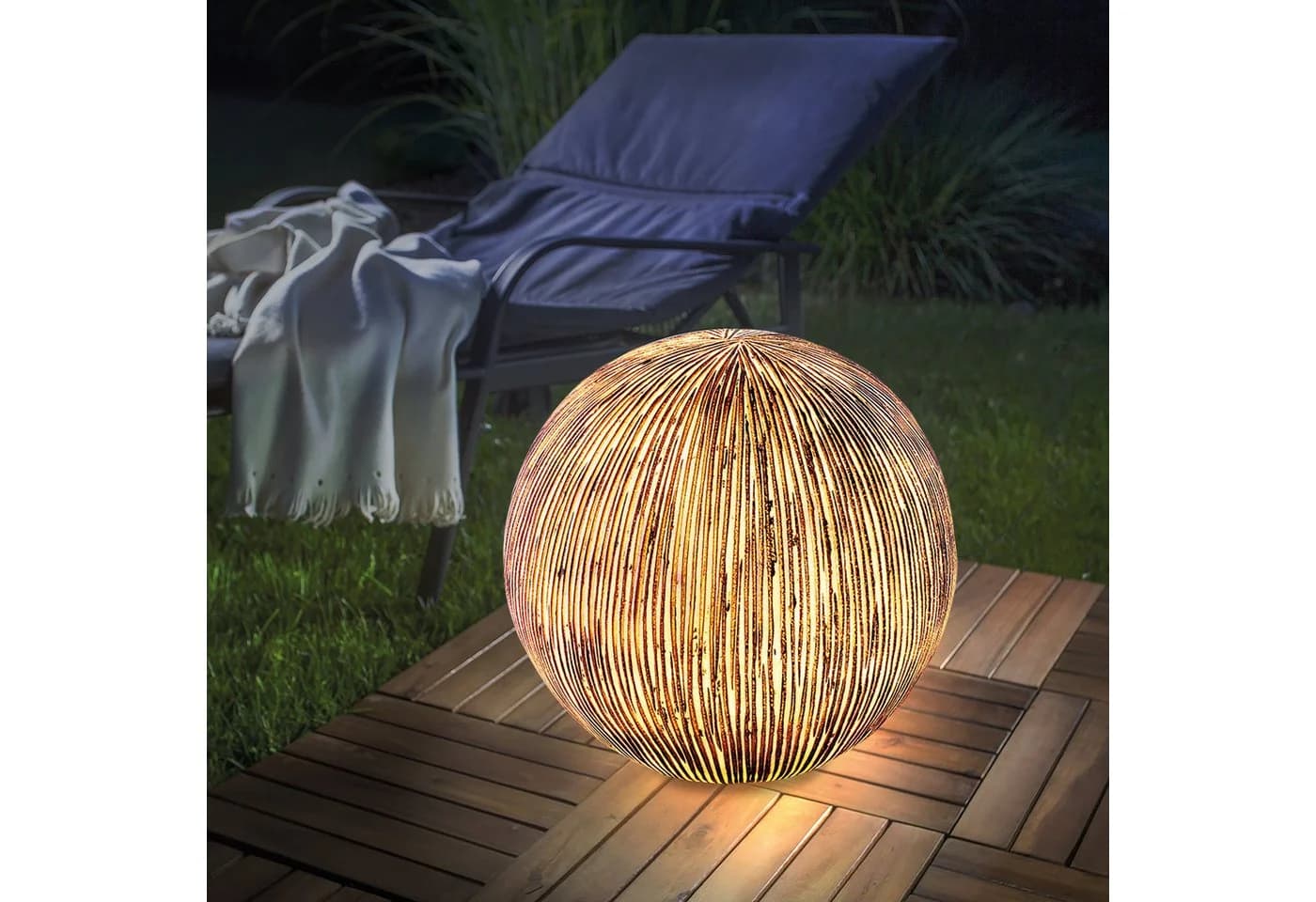 esotec LED Gartenleuchte Solarkugel Ribbed Ball DUO COLOR 26cm - Bild 2