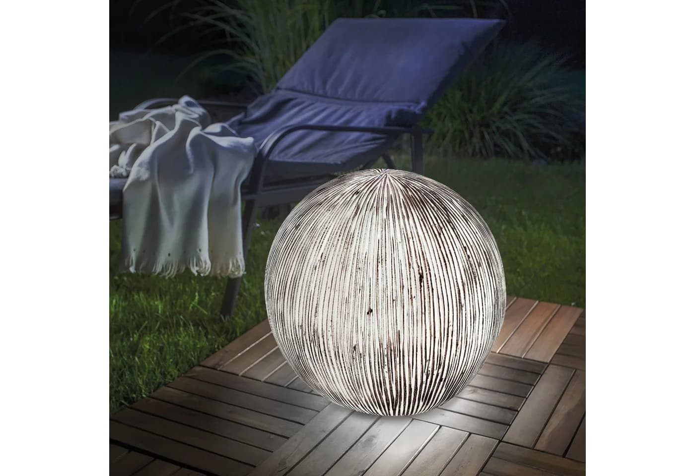 esotec LED Gartenleuchte Solarkugel Ribbed Ball DUO COLOR 26cm - Bild 5