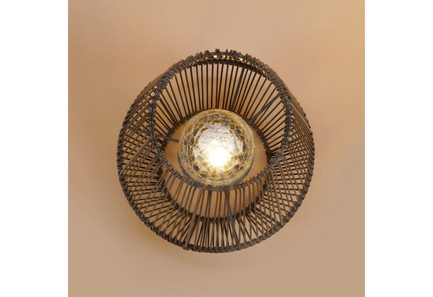 esotec Solar Windlicht Ilona mit Bruchglaskugel und Polyrattan - Bild 4
