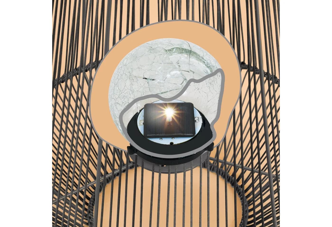 esotec Solar Windlicht Ilona mit Bruchglaskugel und Polyrattan - Bild 5