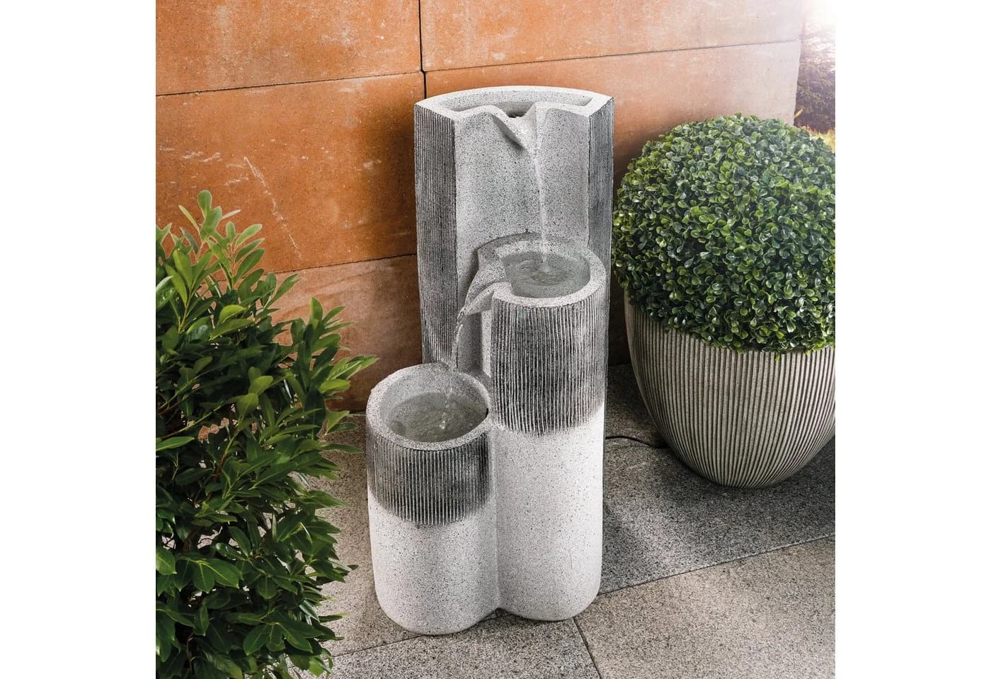 esotec Solarbrunnen Smart Fountain Grau Polyresin Komplettset - Bild 2