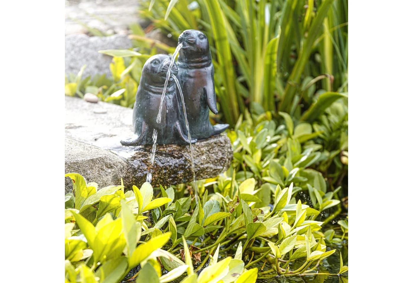 esotec Wasserspeier Solar Teichfiguren Komplettset Seehund Paar Paul & Paula - Bild 2