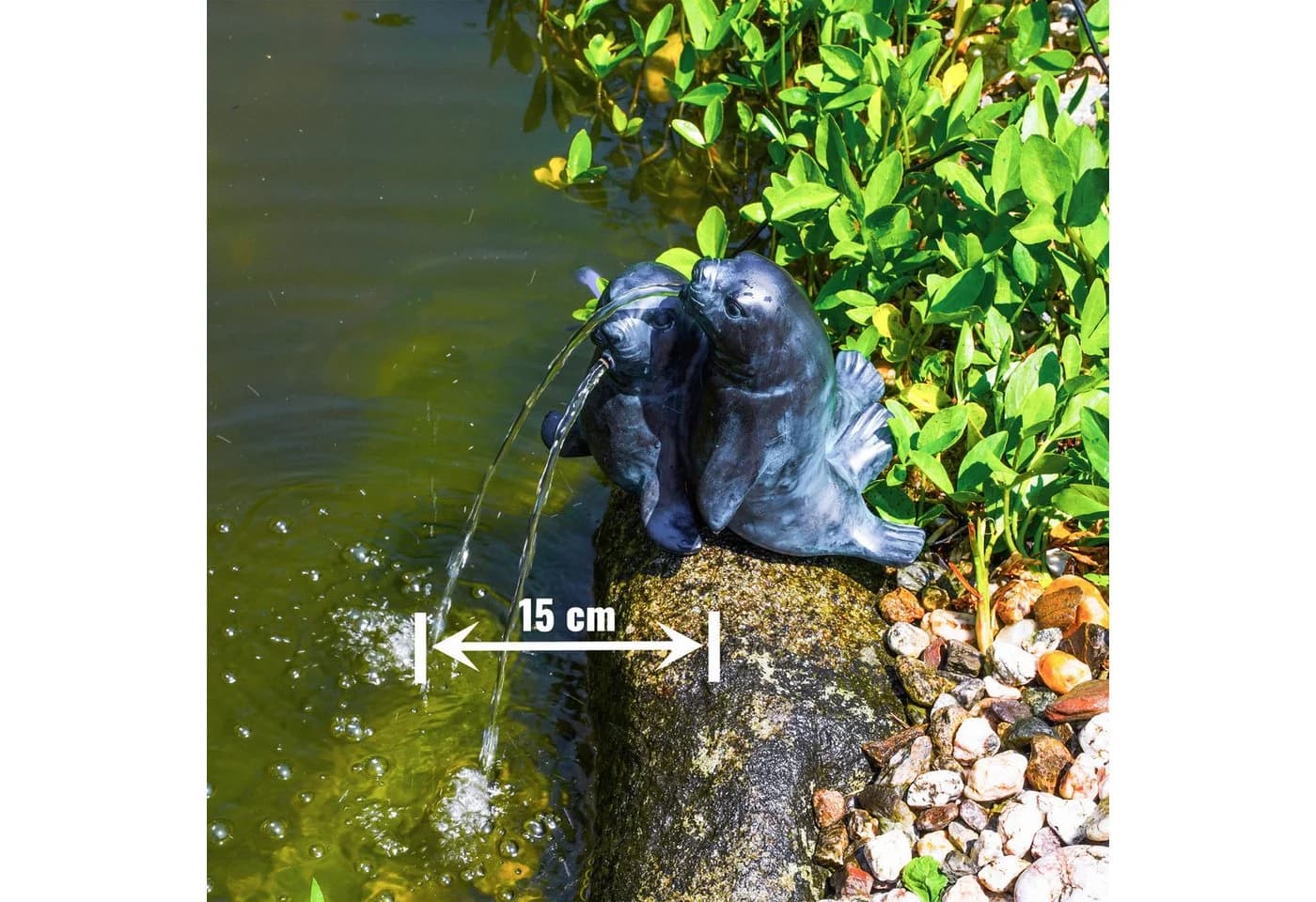 esotec Wasserspeier Solar Teichfiguren Komplettset Seehund Paar Paul & Paula - Bild 3
