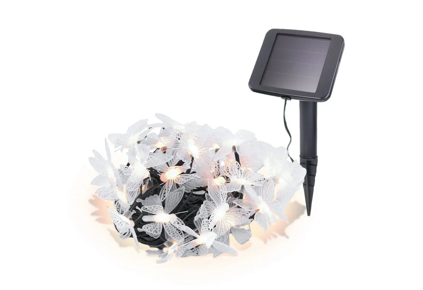 esotec LED-Lichterkette Solarkette 30 Schmetterlinge 9m +2m Zuleitung 3000K winterfest