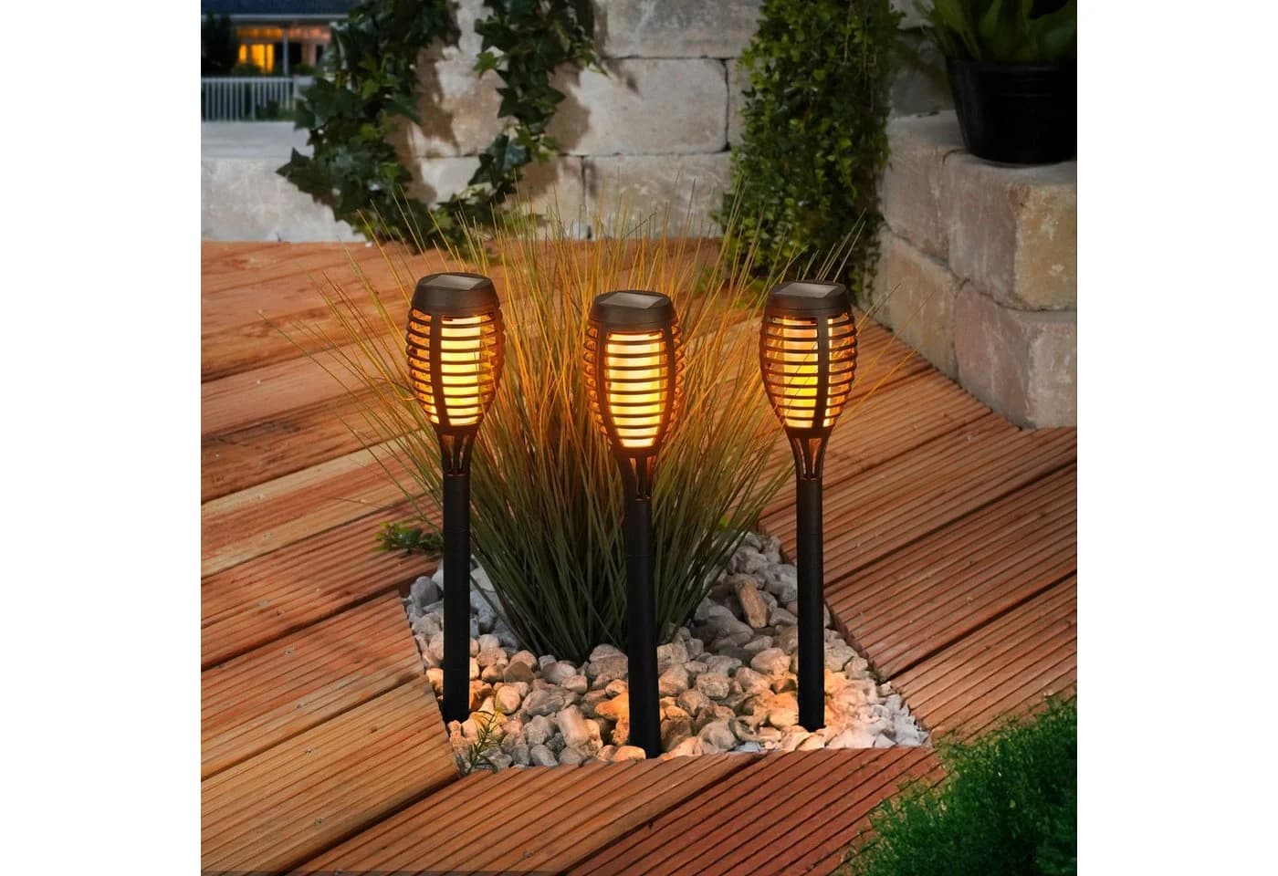 esotec Solarfackel Lorenzo 3er-Set Schwarz LED Gartenleuchte - Bild 2