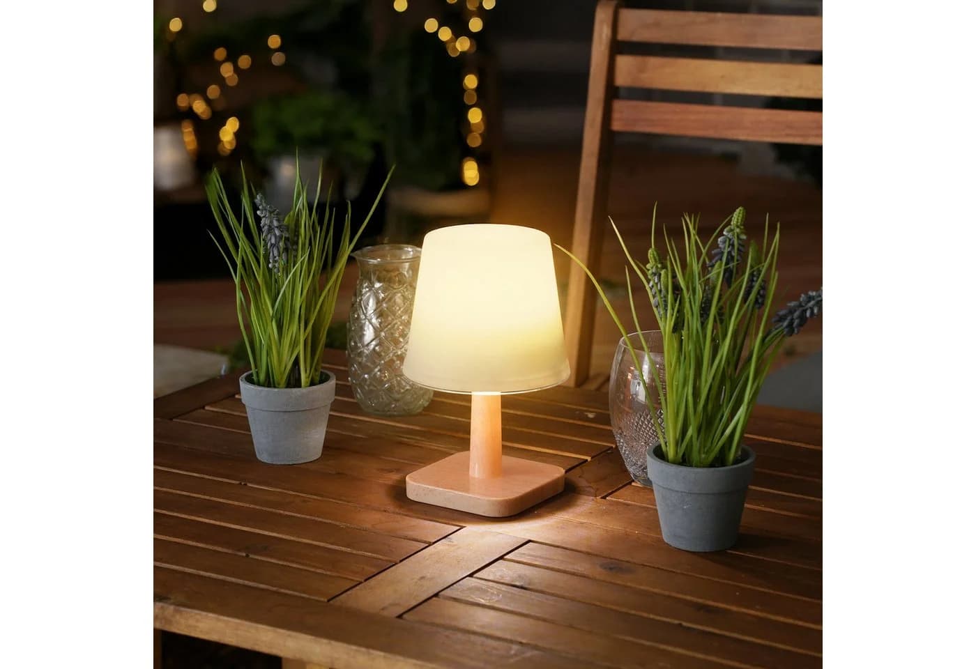 esotec Solar Tischlampe Harmony Warmweiß Holzoptik IP44 - Bild 2
