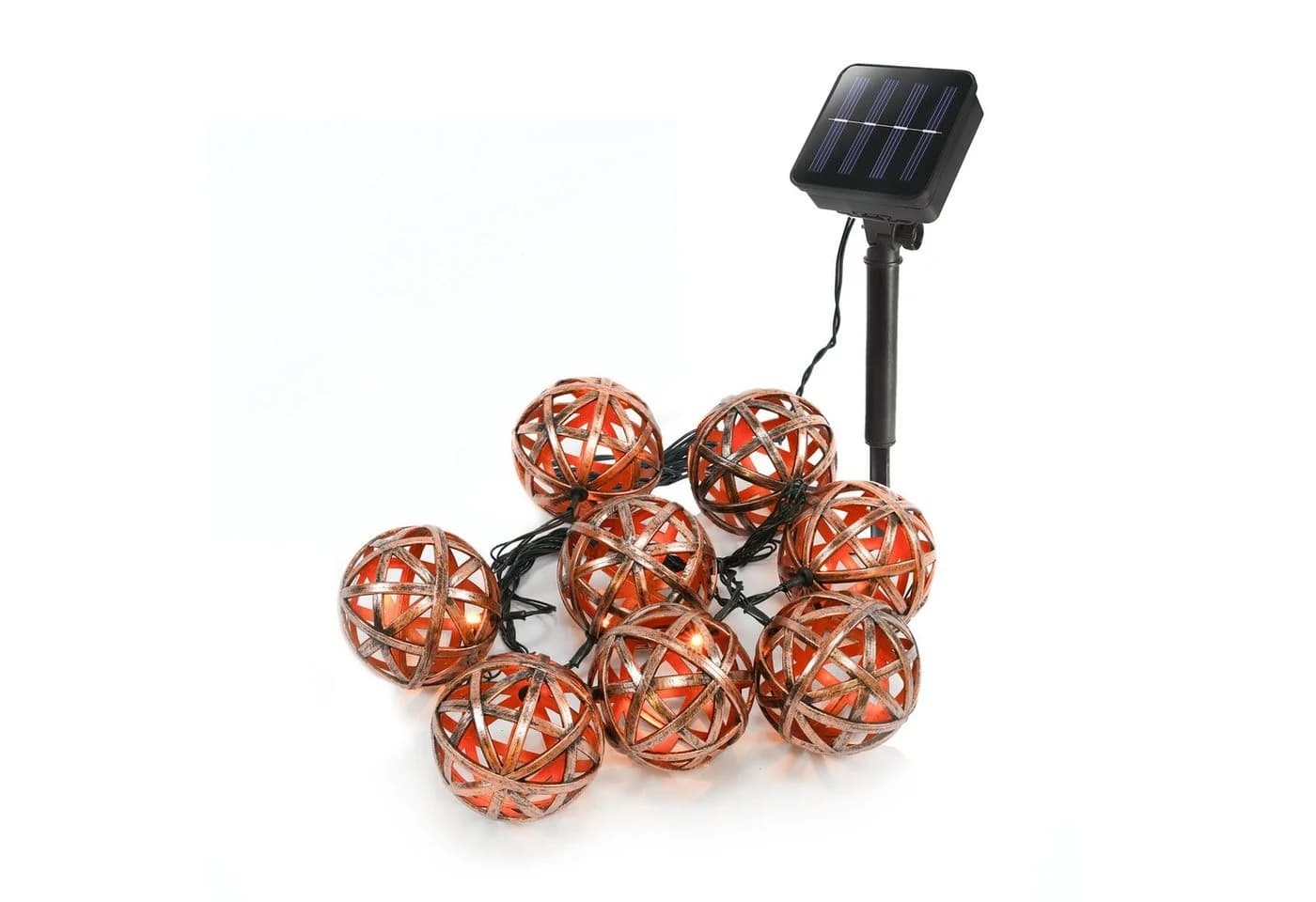 esotec LED Solarkette Valerie 8x Kugeln Warmweiß Alt Kupfer