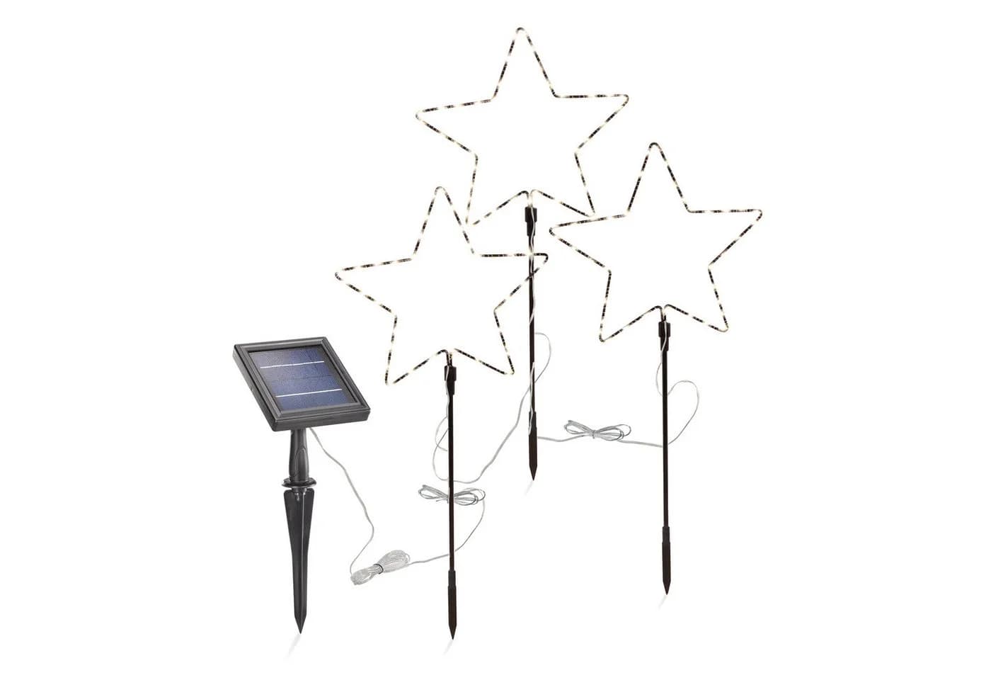 esotec LED Solarleuchte 3 Weihnachtssterne Sternenzauber 40 LEDs