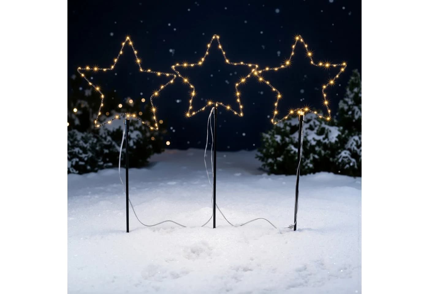 esotec LED Solarleuchte 3 Weihnachtssterne Sternenzauber 40 LEDs - Bild 2
