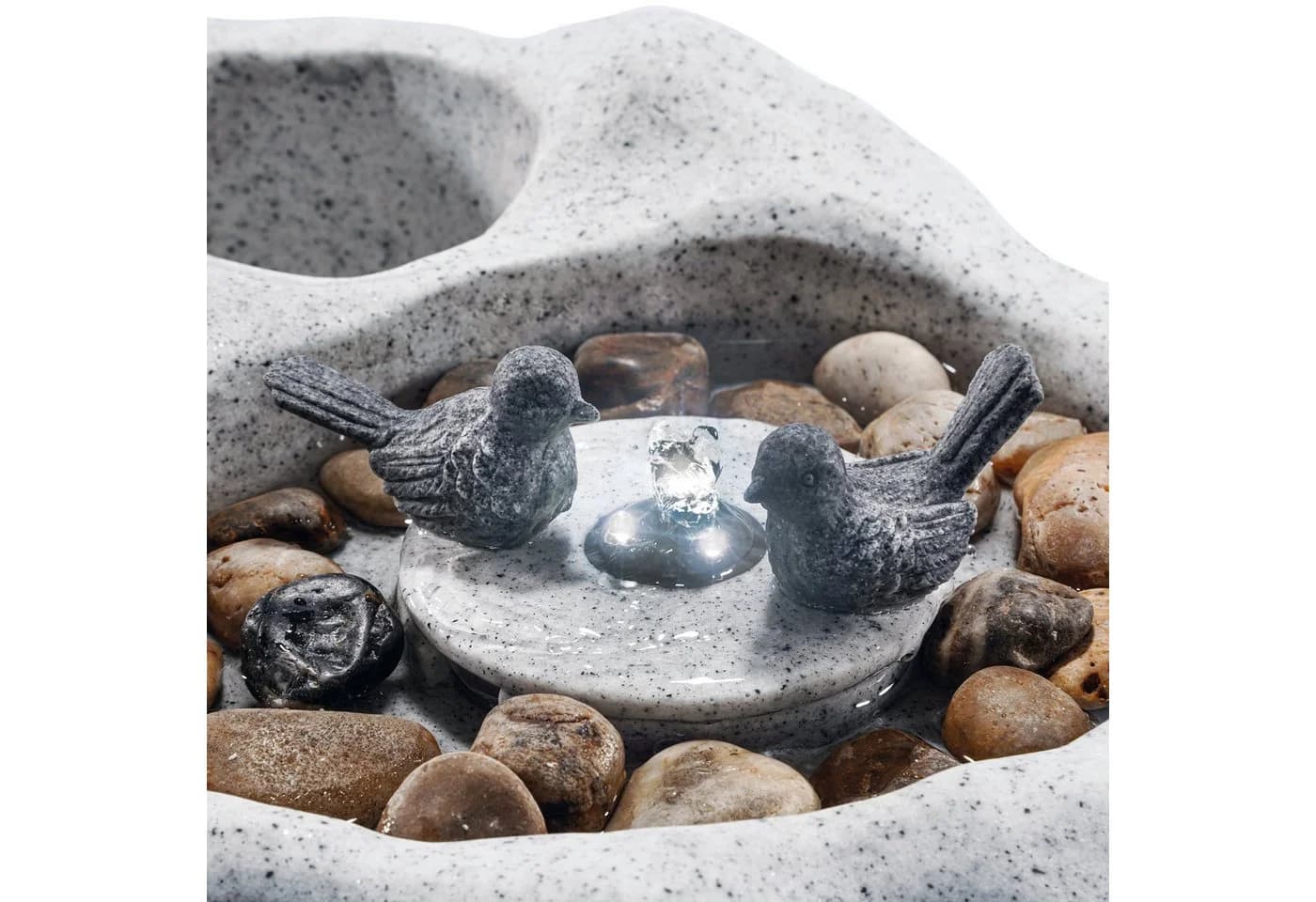 esotec Solarbrunnen Vogelbad Grau mit LED-Licht - Bild 5
