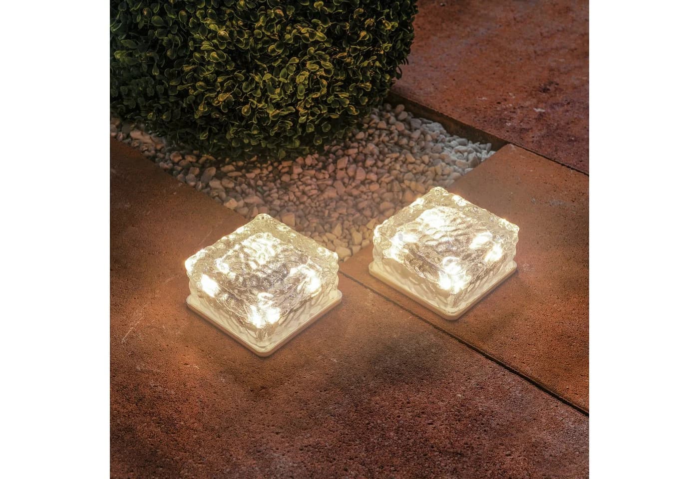 esotec LED Solarleuchte 2x Echtglas Leuchtsteine - Gartenbeleuchtung - Bild 2