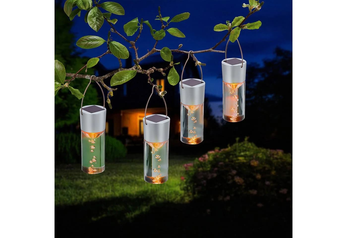 esotec 4x Solar-Hängeleuchte LED Smart Sticks bernsteinfarben Acryl - Bild 2