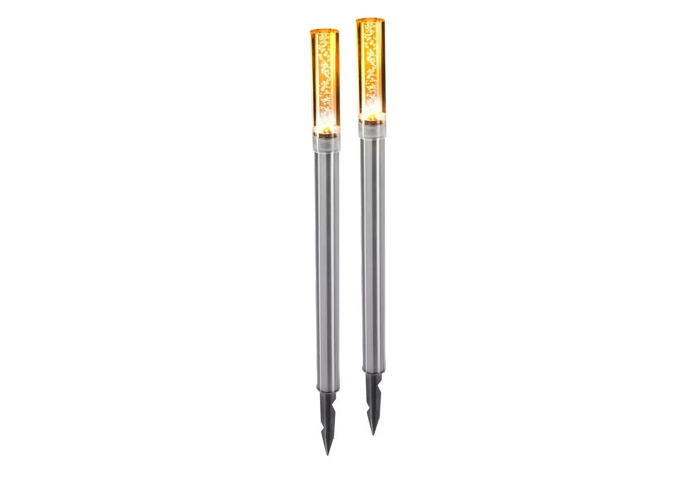 esotec LED Solar Gartenleuchte TWINS 2x bernsteinfarben Acryl Edelstahl