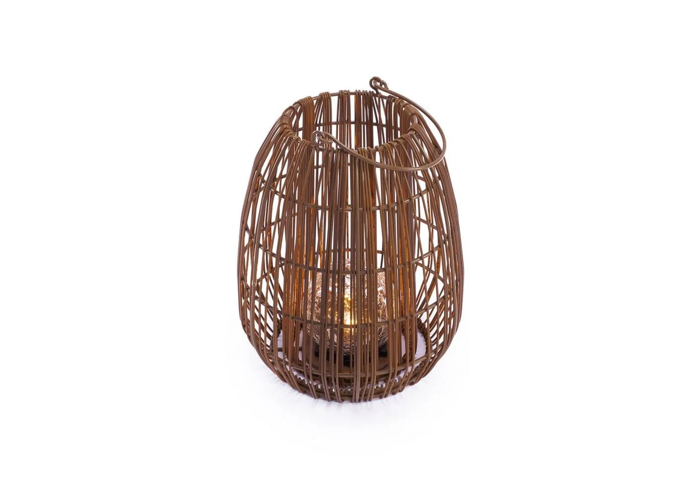 esotec Solar-Windlicht Isabella Braun Polyrattan LED warmweiß