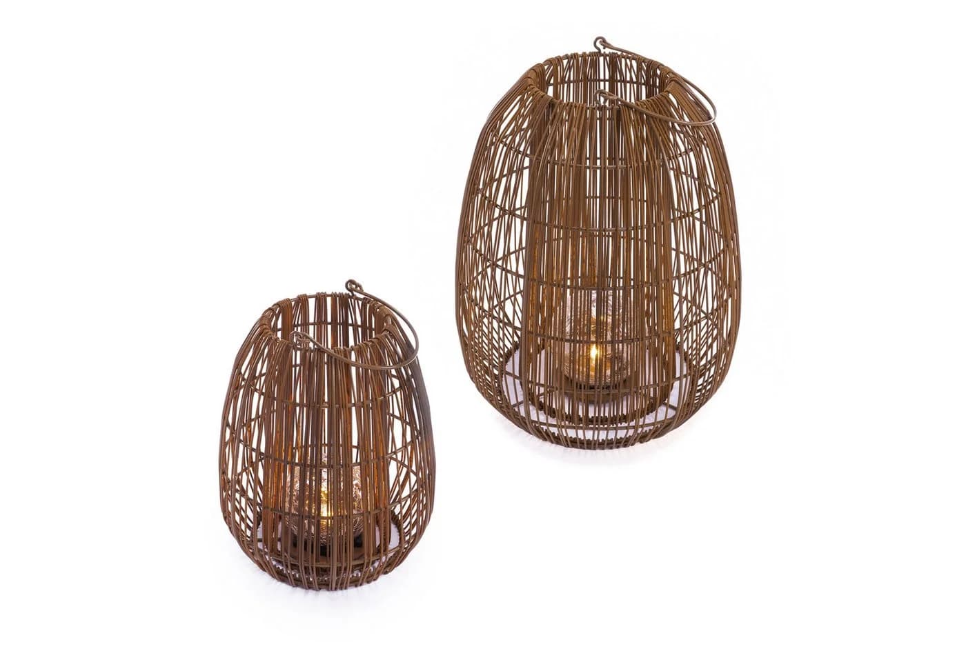 esotec Solar Windlicht Isabella 2er-Set Rattan Kristallkugel warmweiß