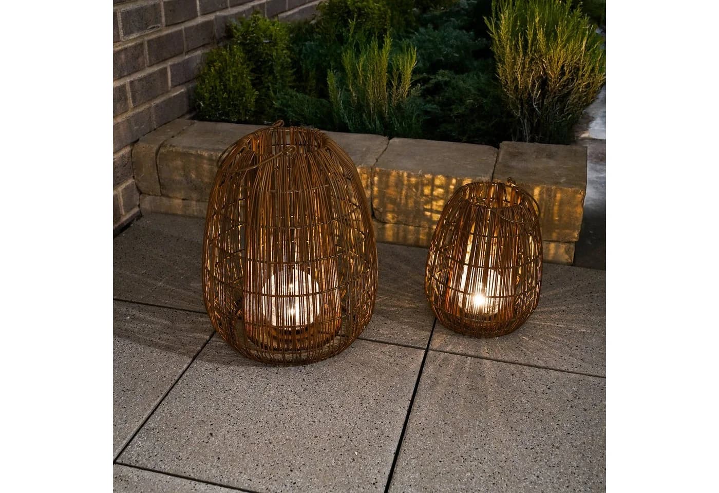 esotec Solar Windlicht Isabella 2er-Set Rattan Kristallkugel warmweiß - Bild 2