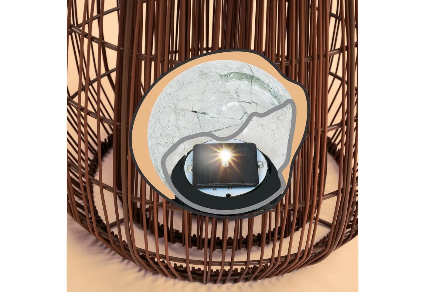 esotec Solar Windlicht Isabella 2er-Set Rattan Kristallkugel warmweiß - Bild 4