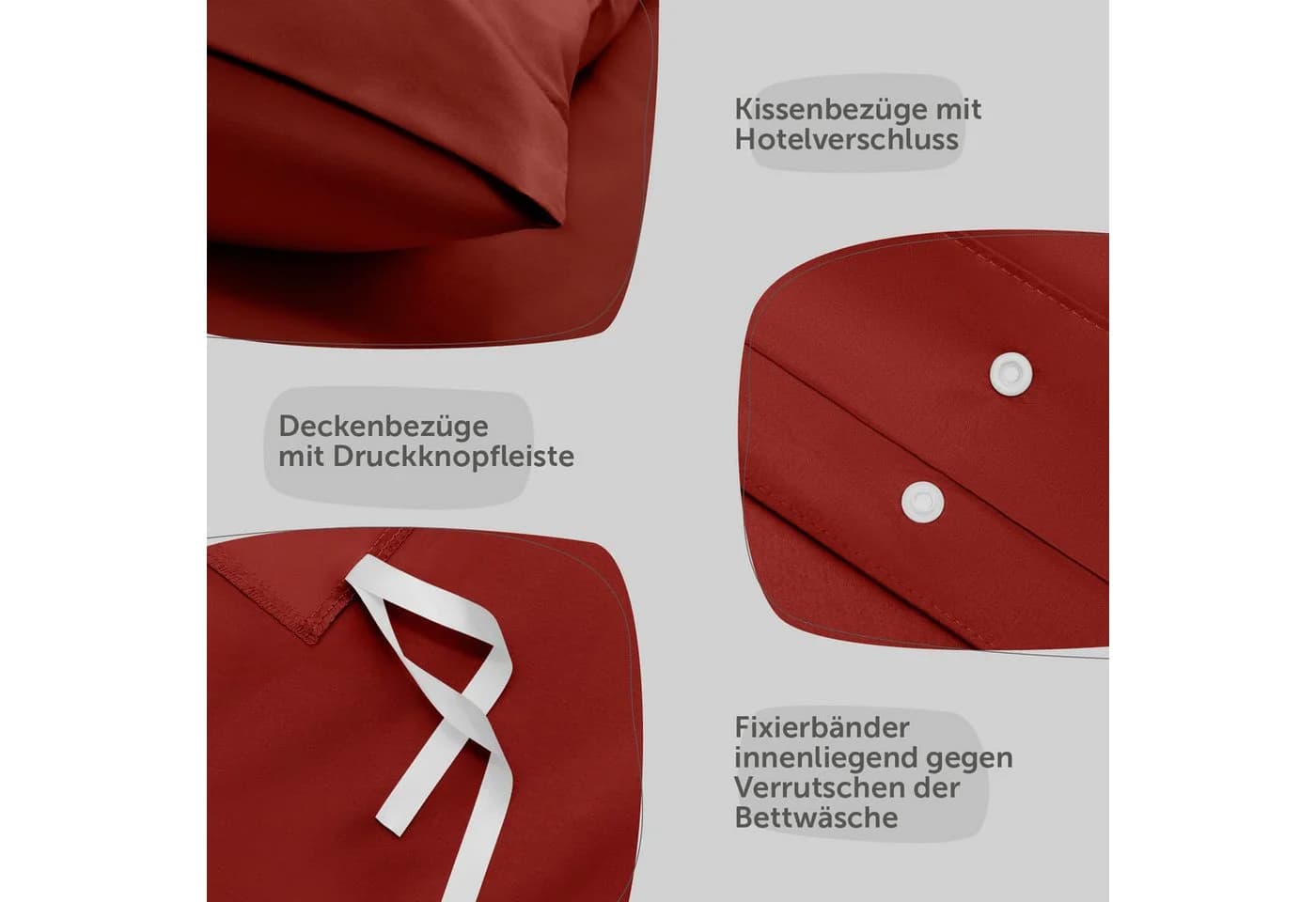 Blumtal Bettwäsche Aurora Rot Mikrofaser pflegeleicht & faltenfrei - Bild 4
