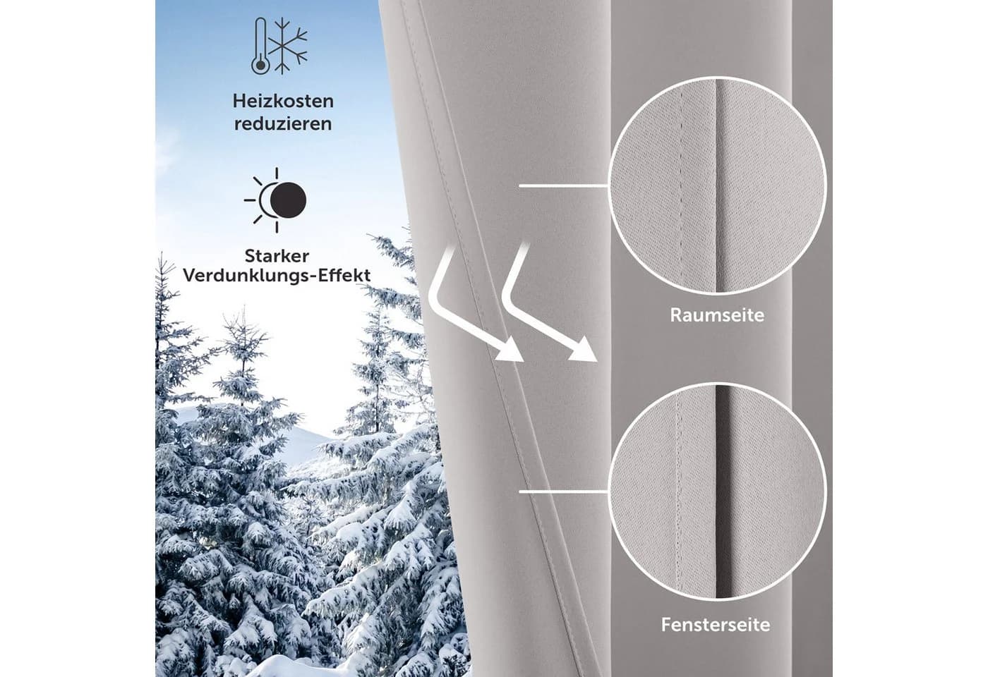 Blumtal Verdunkelungsvorhang 2er-Set Blickdicht Wärmeisolierend - Bild 5